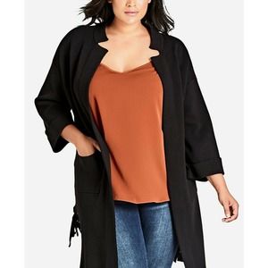 City Chic Womens Black Cardigan Top XS 14 D23